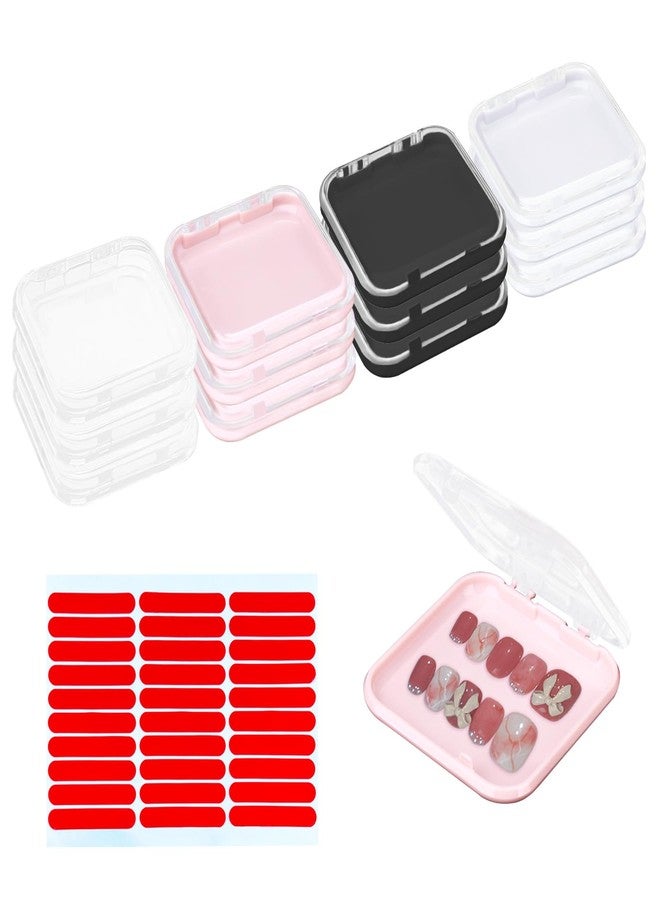 Binxus 12 Pcs Press On Nail Packaging Boxes Acrylic Press On Nail Storage Box with 30 Pcs Adhesive Double Sided Tape for Press on Nail Business Nail Art Nail Salon (Colorful) - Image 1